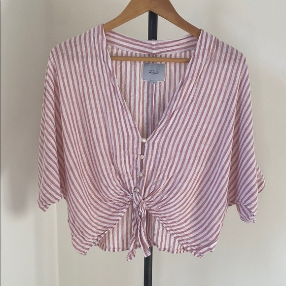 Rails White and Pink Striped Crop Blouse - Picture 1 of 3